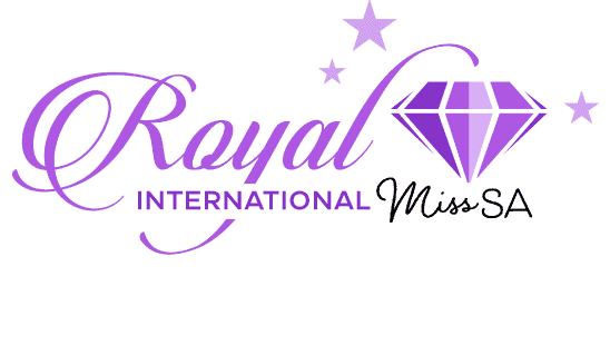 Royal International Miss South Africa logo featuring a purple diamond and stars, representing elegance and pageantry.